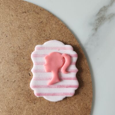 Barbie face with plaque cookie cutter